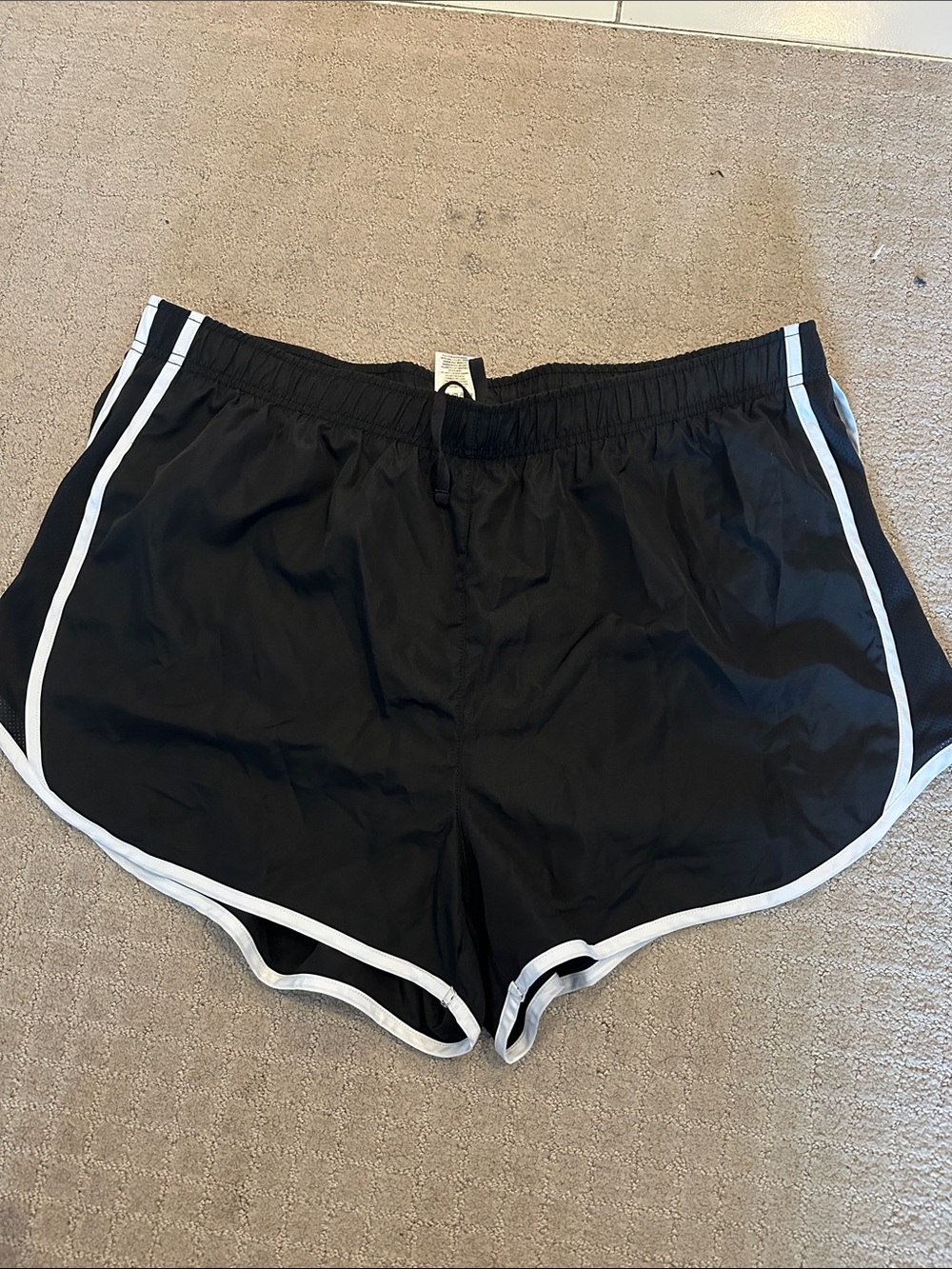 Women’s Black Athletic Running Shorts with White Trim